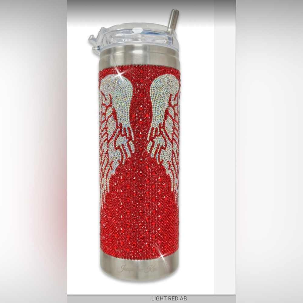 Jacquline Kent JOY LIGHT RED Tumbler with free Angel Wing Charm